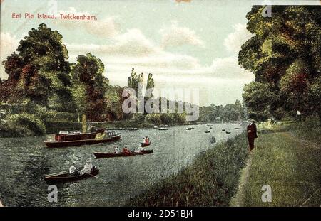 Twickenham Greater London, visione generale di Eel Pie Island | utilizzo in tutto il mondo Foto Stock