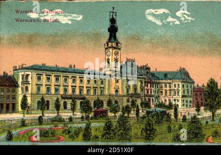 Warschau Polen, Blick auf das Rathaus, Außenansicht | utilizzo in tutto il mondo Foto Stock