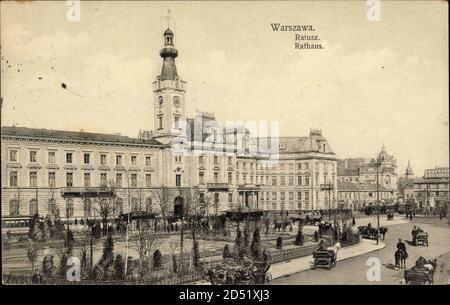 Warschau Polen, Blick auf das Rathaus, Kutschen, Grünanlage | utilizzo in tutto il mondo Foto Stock
