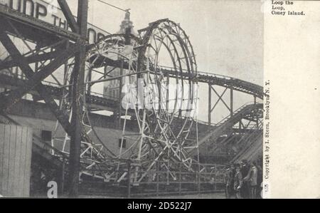 Glitzer Coney Island Brooklyn New York USA, The Loop, Fahrgeschäft,Luna Park | utilizzo in tutto il mondo Foto Stock