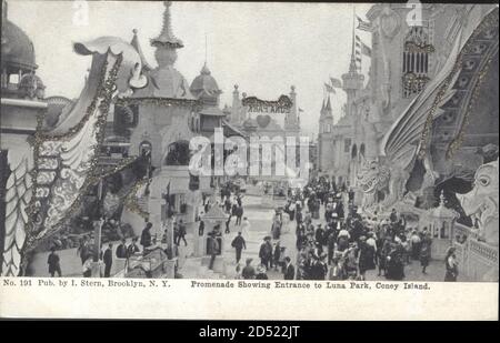 Glitzer Coney Island Brooklyn New York USA, Luna Park, Promenade | utilizzo in tutto il mondo Foto Stock