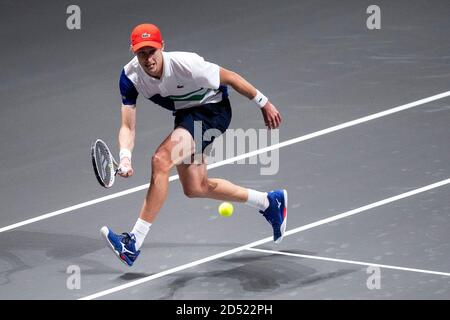 Colonia, Germania. 12 Ott 2020. Tennis: ATP Tour, single, uomini, 1 ° turno, Hurkacz (Polonia) - Polmans (Australia). Marc Polmans in azione. Credit: Marius Becker/dpa/Alamy Live News Foto Stock