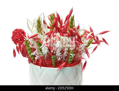 Composizione di fiori secchi in vaso. Foto Stock