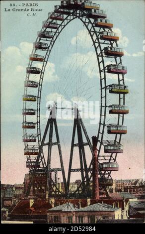 Paris, vue générale de la Grande Roue, Riesenrad | utilizzo in tutto il mondo Foto Stock