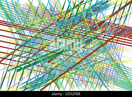 Astratto salto geometrico caotico di strisce di linee intersecanti. Linee, strisce, strisce e strisce casuali colorate Illustrazione Vettoriale