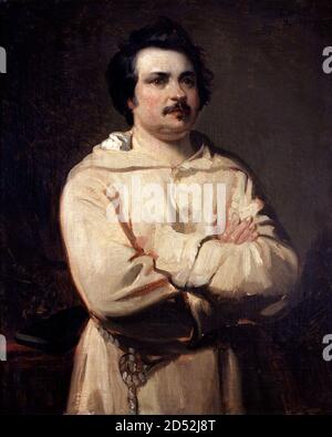 Honoré de Balzac. Ritratto del romanziere francese e drammaturgo, Honoré de Balzac (1799-1850) di Louis Boulanger, olio su tela, c.1837 Foto Stock