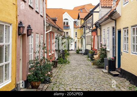 Case nel centro storico di Aalborg Foto Stock