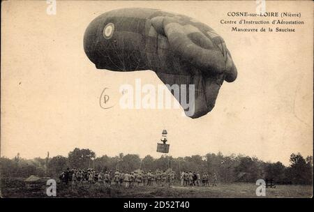 Cosne sur Loire Nièvre, Centre d'Instruction d'Aérostation,manovra,Saucisse | utilizzo in tutto il mondo Foto Stock