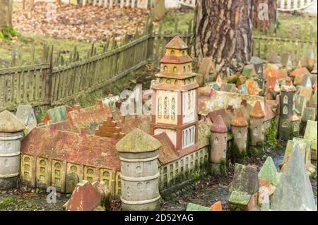 Modello della vecchia Koenigsberg, figure basate su fiabe di Ernst Theodor Amadeus Hoffmann, Russia, regione di Kaliningrad, Svetlogorsk, Hoffmann House, Foto Stock