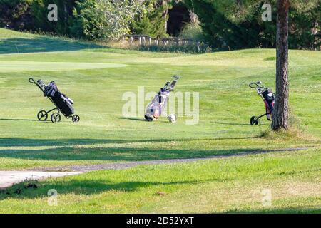 Golf club in borsa sul carrello Foto Stock