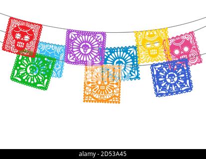 Papel picado bunting bandiere Illustrazione Vettoriale