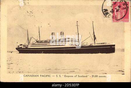 Steamer SS Empress of Scotland, Canadian Pacific Ships, CPS | utilizzo in tutto il mondo Foto Stock