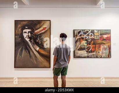 Pittura con che Guevara, Museo Nazionale delle Belle Arti, Sezione d'Arte Cubana, interno, l'Avana, Provincia la Habana, Cuba Foto Stock