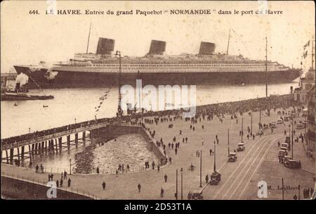 Le Havre Seine Maritime, Paquebot Normandie, entree, CGT, French Line | utilizzo in tutto il mondo Foto Stock