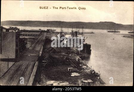 Suez Ägypten, il Port Tewfik Quay, Blick in den Hafen, Meer | utilizzo in tutto il mondo Foto Stock