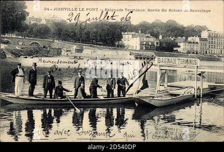 Joinville le Pont Val de Marne, baignade Terminus, Sortie du Bateau Sauvetage | utilizzo in tutto il mondo Foto Stock