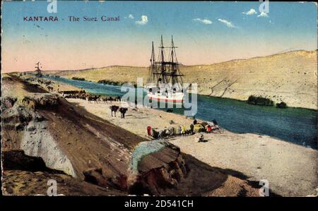 El Qantara Ägypten, il canale di Suez, Suez Kanal, Schiff | utilizzo in tutto il mondo Foto Stock