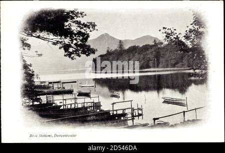 Derwentwater North West, stazioni nautiche, Anlegestellen, Ruderboote | utilizzo in tutto il mondo Foto Stock