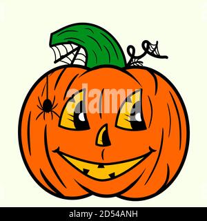 Illustrazione di una zucca di Halloween felice, Vector EPS 10 Illustrazione Vettoriale