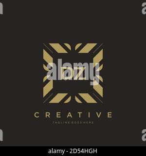 DZ lettera iniziale decorazione monogramma monogramma modello vettore arte Illustrazione Vettoriale