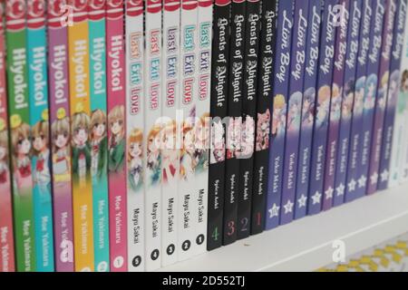 Vari libri di cartoni animati giapponesi in vendita in una libreria. ANIME,  Mange. Mangas vari in esposizione per la vendita. Fumetti Manga. Cultura  giapponese. Giappone co Foto stock - Alamy