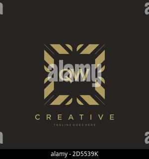 QW vettore modello logo monogramma ornamentale lusso lettera iniziale Illustrazione Vettoriale