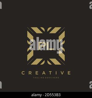 PL vettore modello logo monogramma ornamentale lusso lettera iniziale Illustrazione Vettoriale