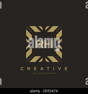 RH vettore modello logo monogramma ornamentale lusso lettera iniziale Illustrazione Vettoriale