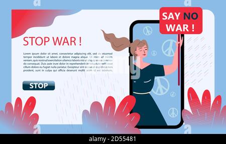 No War Banner Illustrazione disegnata a mano Illustrazione Vettoriale