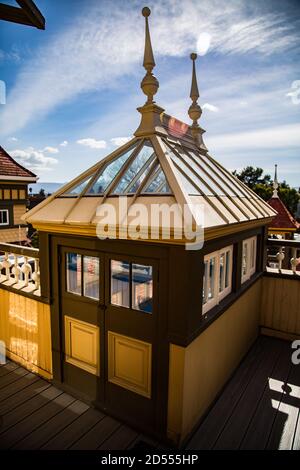 Foto dell'esterno della Winchester House a San Jose California. Una delle più famose case infestate del mondo Foto Stock