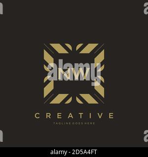 NW vettore modello logo monogramma ornamentale lusso lettera iniziale Illustrazione Vettoriale