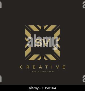 SV lettera iniziale ornamento monogramma vettore modello logo Illustrazione Vettoriale