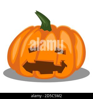 Icona del cartone animato vettore di zucca di Halloween isolato su sfondo bianco. Illustrazione Vettoriale