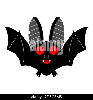 BAT carattere per Halloween isolato su uno sfondo bianco. Illustrazione piatta del cartone animato vettoriale. Illustrazione Vettoriale