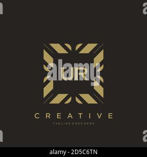 UR lettera iniziale ornamento monogramma vettore modello logo Illustrazione Vettoriale