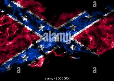 Stati Uniti d'America, America, Stati Uniti, USA, Stati Uniti, Stati Uniti, Confederate Navy Jack bandiera fumo isolato su sfondo nero Foto Stock