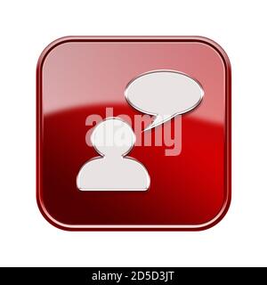 Icona Chat rosso lucido, isolato su sfondo bianco Foto Stock