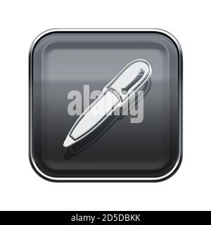Icona penna grigio lucido, isolata su sfondo bianco Foto Stock