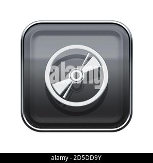 Icona Compact Disc grigio lucido, isolata su sfondo bianco Foto Stock