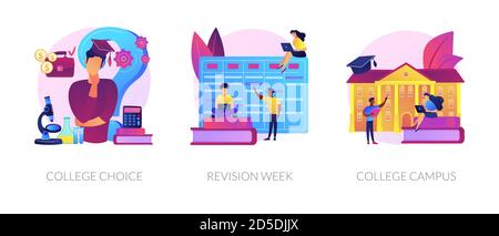 Metafore di concetto vettoriale di apprendimento all'interno del campus. Illustrazione Vettoriale