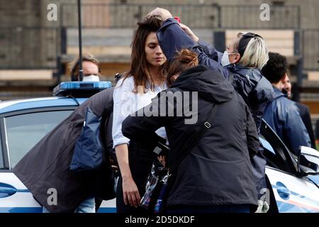 Roma, Italia. 12 Ott 2020. L'attrice Hayley Atwell Getting rende il set del film Mission Impossible 7 all'Imperial Fora di Roma. Roma (Italia), 12 ottobre 2020 Foto Samantha Zucchi Insifefoto Credit: Insifefoto srl/Alamy Live News Foto Stock