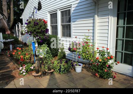Giardino cortile Long Island New York Foto Stock