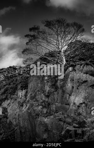 Drammatica immagine paesaggistica della cava di ardesia dinorwica a Llanberis, Galles Foto Stock