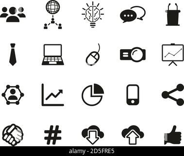 Presentazione aziendale o passo di vendite le icone in bianco e nero serie Big Illustrazione Vettoriale