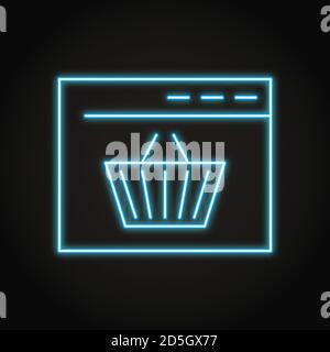Icona dello shopping online in stile neon line Illustrazione Vettoriale