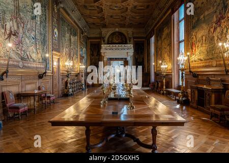 Interno del bellissimo Chateau de Chantilly. La Galleria dei Deer - Francia Foto Stock