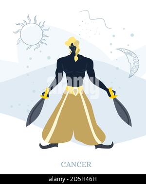 Segni zodiacali cancro. Illustrazione vettoriale del simbolo zodiaco. Illustrazione vettoriale in stile piatto Illustrazione Vettoriale