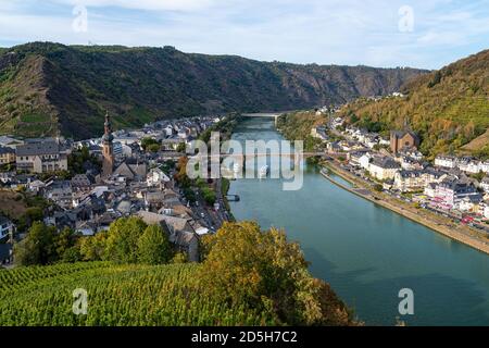 Vista di Cochem sulla Mosella Foto Stock