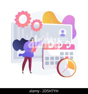 Illustrazione vettoriale del concetto astratto del sistema di monitoraggio del tempo e della presenza. Illustrazione Vettoriale