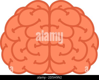 Cervello. Icona del cervello umano su sfondo bianco. Illustrazione Vettoriale